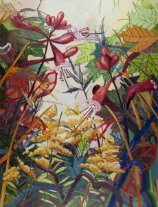 honeysuckle plants invasive species oil painting