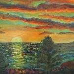 oil painting of a sunset over bodega bay california