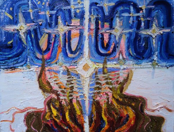 gold seed mystical abstract oil painting