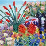 colorful oil painting of a desert superbloom landscape